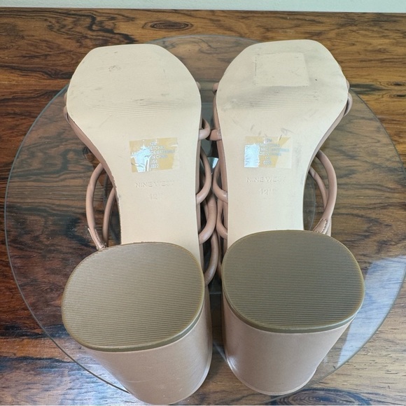 NINE WEST Strappy Open Toe Heel Sandals Platform Block Heels Size 12 - Picture 15 of 15